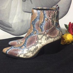 A Rider Girl Snakeskin Ankle Bootie